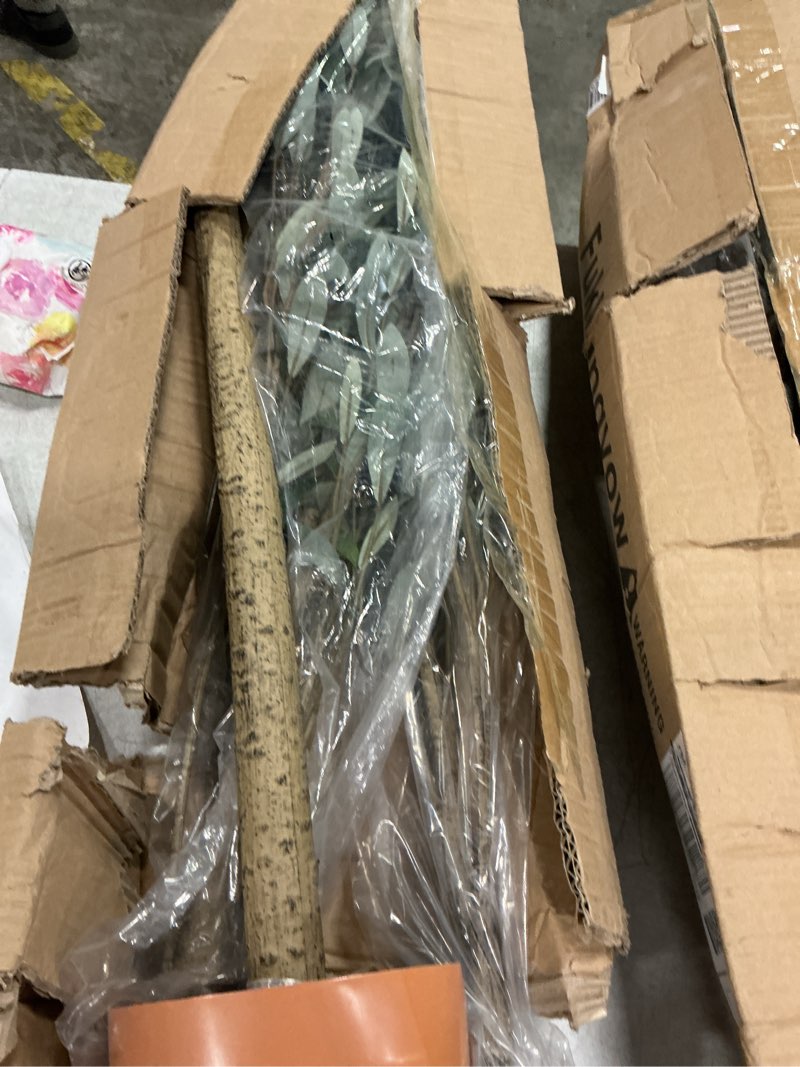 Condition photo showing New/Like New for 6ft artificial olive tree indoor tall realistic faux olive tree with plastic planter, fake silk tree with handcrafted branches & fruits, large fake plant for home and office decor (6ft)