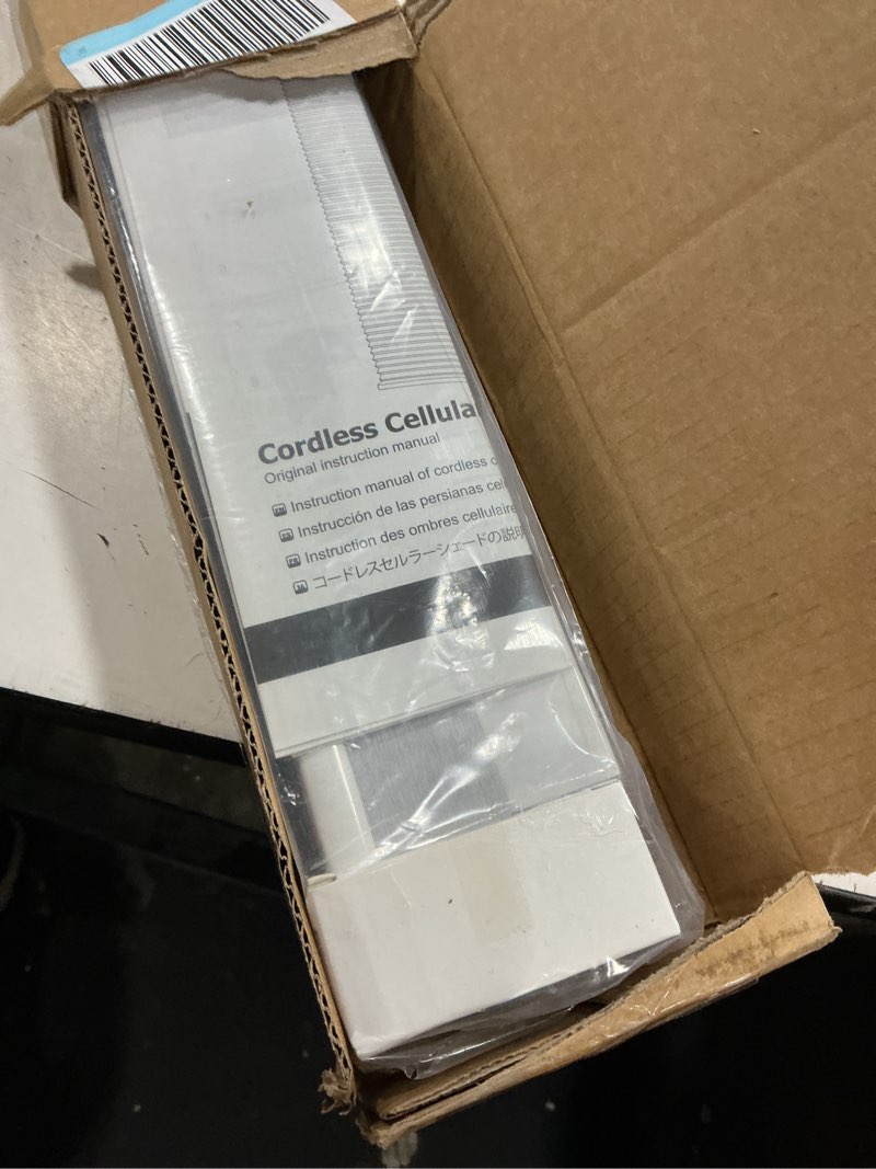Condition photo showing New/Like New for lazblinds cordless cellular shades, no tools no drill blackout honeycomb shades pleated blinds for windows, 30'' w x 48'' h, silver white blackout-silver white 30'' w × 48'' h