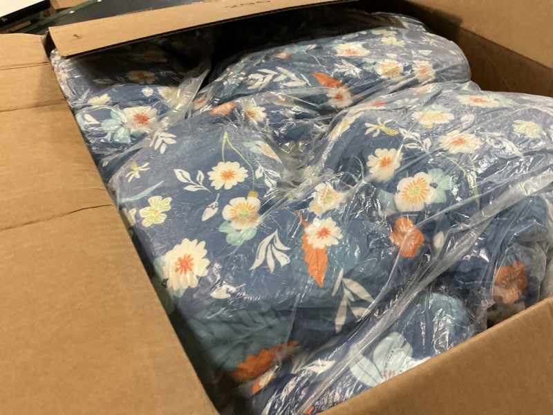 Condition photo showing Good Condition for double egg chair cushion replacement waterproof for outdoor patio hanging basket egg chairs, 59x43-inch thickened 100% cotton large double eggs swing chair cushions, blue peony