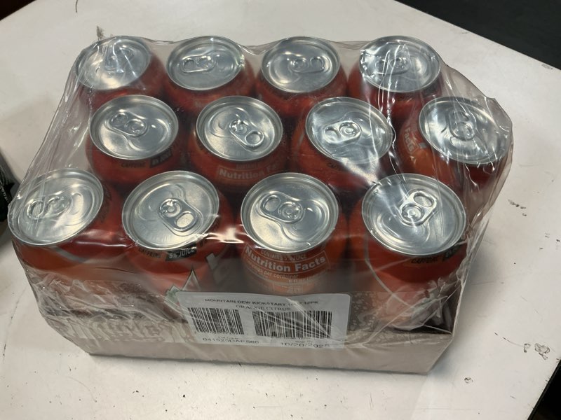 Condition photo showing New/Like New for  ( BBD : 10/20/2025 Mountain Dew Kickstart, Orange Citrus, 92mg Caffeine, Vitamins B & C, 80 Calories, 5% Juice, 16 Fl Oz (Pack of 12) Orange Citrus 16 Fl Oz (Pack of 12)