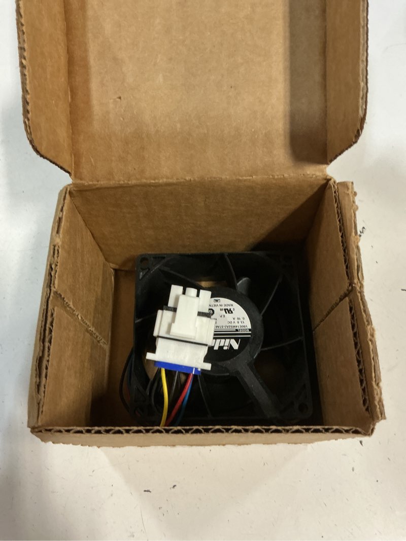 Condition photo showing As Is for upgraded wr60x26866 refrigerator evaporator fan motor, compatible with ge refrigrator, replace for v80e14ms2a3-57a611, wr60x10341, wr60x26030, wr60x10356, wr60x10357, wr60x26033, wr60x24303