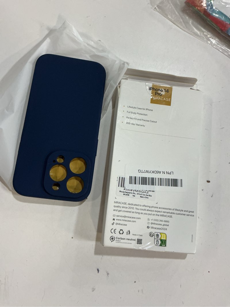 Condition photo showing Good Condition for Miracase Designed for iPhone 14 Pro Case with Screen Protector, [Upgraded Camera Protection], Shockproof Liquid Silicone Rubber Phone Case Cover for 14 Pro 6.1 inch, Dark Blue Dark Blue iPhone 14 Pro