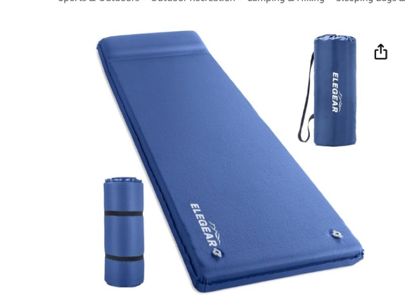 Camping Sleeping Mat, 8cm Ultra Thick Elastic Sponge Self Inflating Sleeping Pad with Pillow, Fast Inflation in 25 Seconds for Backpacking, Travel and Hiking, Air Mattress, Pad