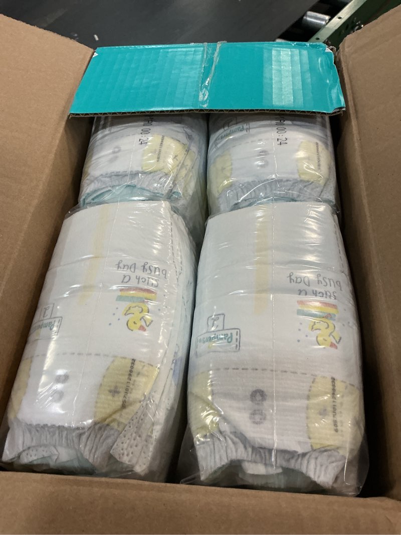 Condition photo showing New/Like New for pampers swaddlers diapers, size 2 (10-22 lbs), 148 count, absorbent, keeps baby dry and comfortable, skin safe disposable baby diaper size 2 148