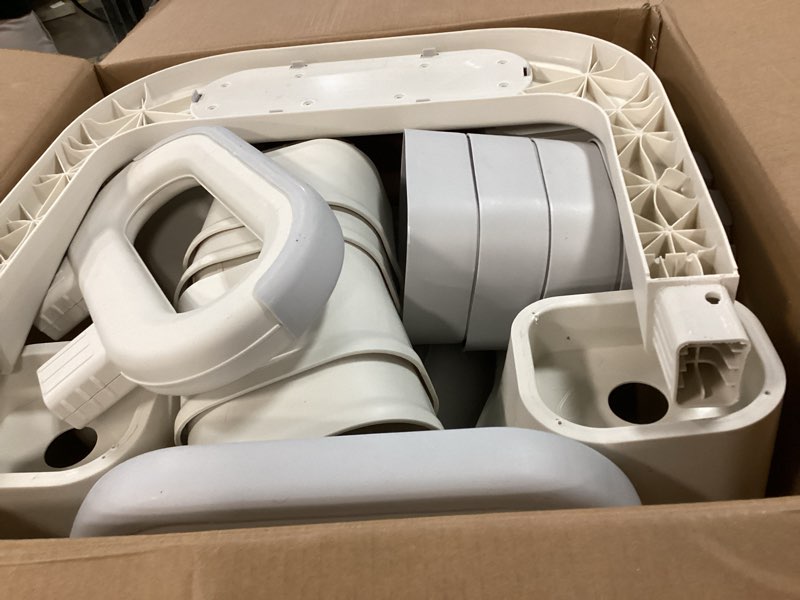 Condition photo showing As Is for Bedside Commode, Upgraded Safety Commode Toilet for Elderly Disabled, Potty Chair for Adult with Enlarged Arms, Height Adjustable, 900lbs Heavy Duty Bedside Commodes for Seniors Upgraded Safety-gray-white