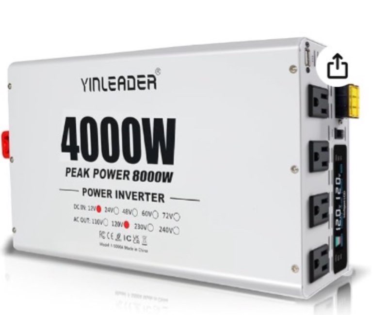 4000W Power Inverter 12V to 110V/120V, Solar Inverter Remote for RV Camping Off-Grid Solar Inverter Systems