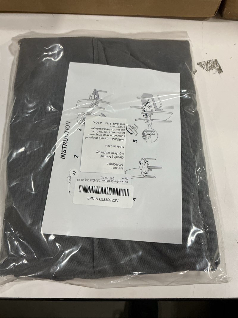 Condition photo showing New/Like New for The Heavy Duty Cotton Henriksdal Chair Cover Width: 20.8”. Replacement is Custom Made Compatible for IKEA Dining Chair Cover Or Slipcover. Gray Color (Dark Gray Cotton)