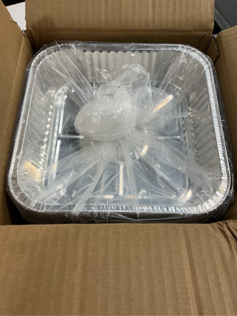 Condition photo showing New/Like New for (30 pack) 8x8 inch Air Fryer Square Aluminum foil Cake Baking Pan, High Temperature Resistant Aluminum Foil Bowl Disposable Food Container, Perfect for Cooking, Heating, Storing, Food (With lid)