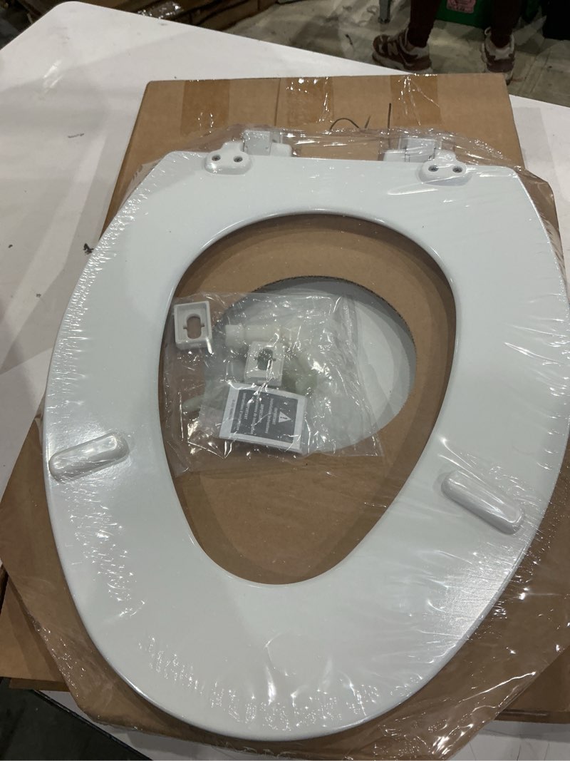 Condition photo showing Good Condition for mayfair cassel slow close toilet seat, easy clean, non slip premium wood seat, easy install, made in usa, elongated, white elongated 1 - toilet seat