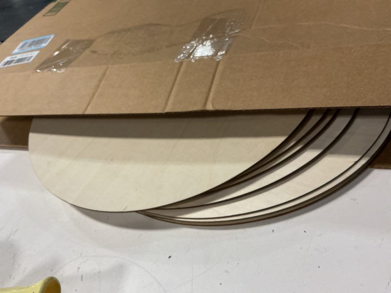 Condition photo showing Good Condition for whaline 10 pcs 18 x 0.1 inch christmas wood circles for crafts with ribbon & twine holiday rustic round wooden signs blank wood slices for xmas festival party home door diy painting art craft decor