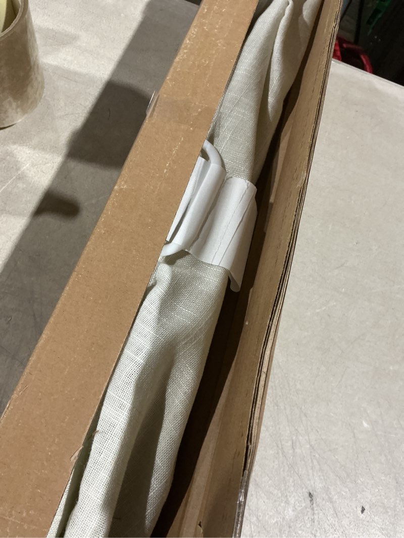 Condition photo showing As Is for madison park kyler cordless roman shades - single panel, lightweight linen blend fabric, natural design, easy installation, light filtering window blind, bedroom, living room decor 27"w x 64"l ivory 27"w x 64"h linen blend ivory