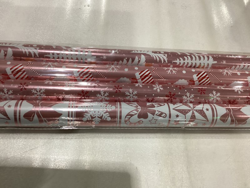 Condition photo showing New/Like New for Mayplus 17inx16.5 ft christas wrapprong paper pink metallic 4 pack 