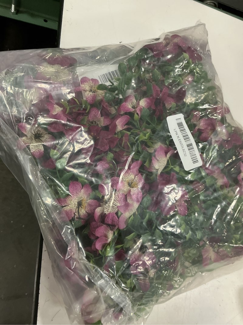 Condition photo showing Good Condition for artificial fake hanging flowers plants for outdoor spring summer decoration,2 pcs faux silk daisy with eucalyptus leaves,uv resistant look real for outside home planter porch patio balcony yard decor purple red?little purple