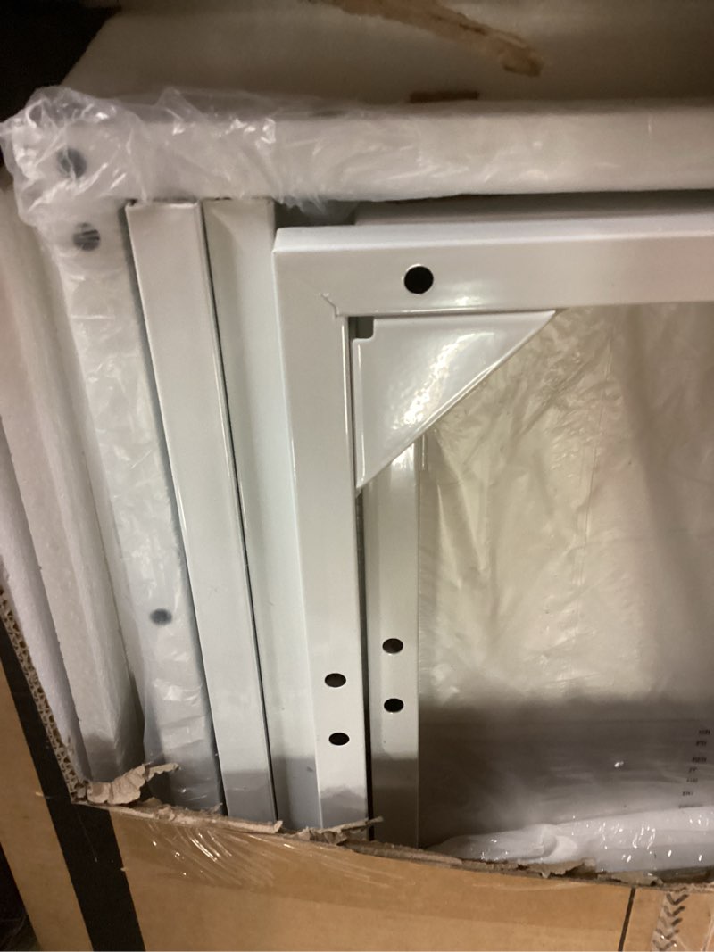 Condition photo showing Good Condition for AODK 59 Inch Gaming Desk with USB Charging Ports & LED Light- Reversible Computer Desk with Storage Shelves & Monitor Stand, Modern Gamer Desk Table with Fabric Drawers & Side Hook, Carbon Fiber White White 59 inches