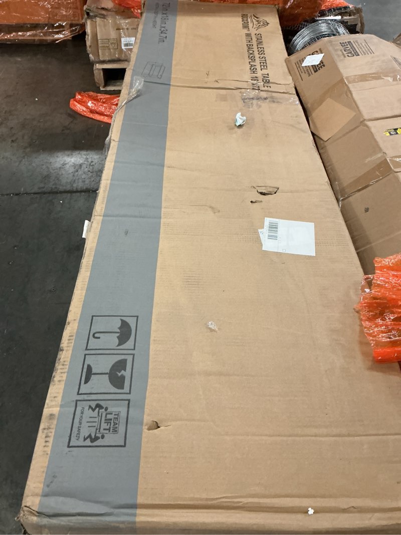 Condition photo showing Good Condition for ROCKPOINT Stainless Steel Table for Prep & Work with Caster Wheels 18x72 Inches, NSF Metal Commercial Kitchen Heavy Duty Table with Adjustable Under Shelf and Table Foot for Restaurant, Home and Hotel 18x72inch with Caster