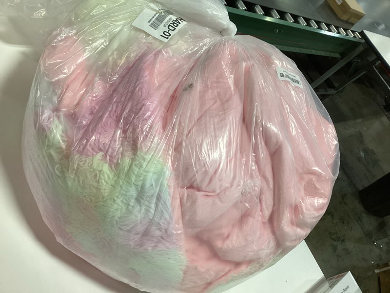 Condition photo showing As Is for Smoofy Fluffy Queen Comforter Set, Faux Fur Pink Comforter Set Queen Size, Luxury Fuzzy Bedding Set, Soft Shaggy Bed Set for All Season, 3 Pieces - 1 Comforter & 2 Pillowcases, Tie-Dye Pink Multi Pink Queen