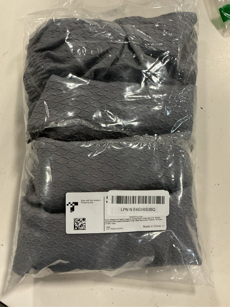 Condition photo showing Good Condition for smiry waterproof seat covers for dining room chairs set of 4, stretch jacquard removable washable chair seat slipcovers protector, no rear covers, grey set of 4 grey