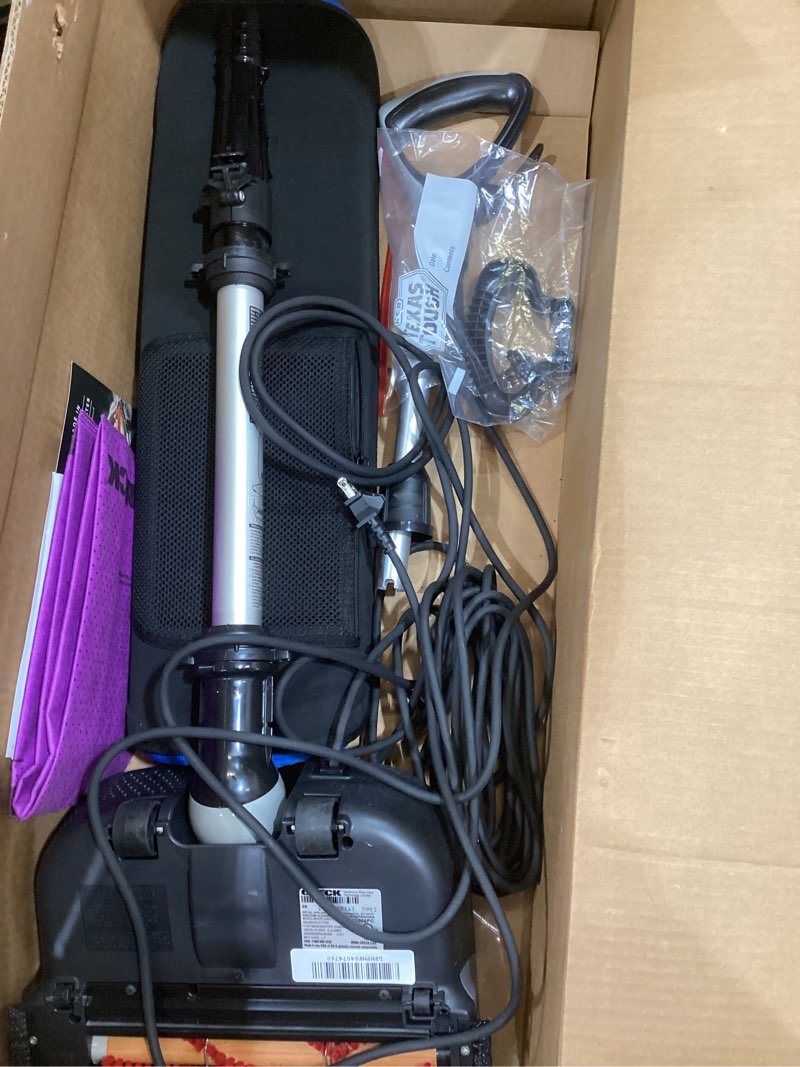 Condition photo showing As Is for oreck hepa swivel upright vacuum cleaner, lightweight bagged upright vac, hepa media filtration, traps debris and locks in dirt, swivel steering, corded vacuum cleaners for home use swivel upright bagged