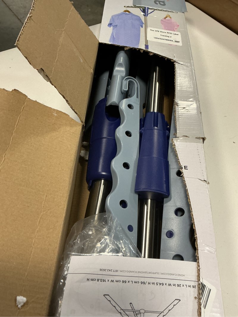 Condition photo showing As Is for Honey-Can-Do Steel Tripod 64-Inch Folding Clothes Drying Rack – Space-Saving Collapsable Clothes Rack, Durable Clothes Dryer Stand for Laundry Room, 3 Rotatable Arms for 30 Hangers