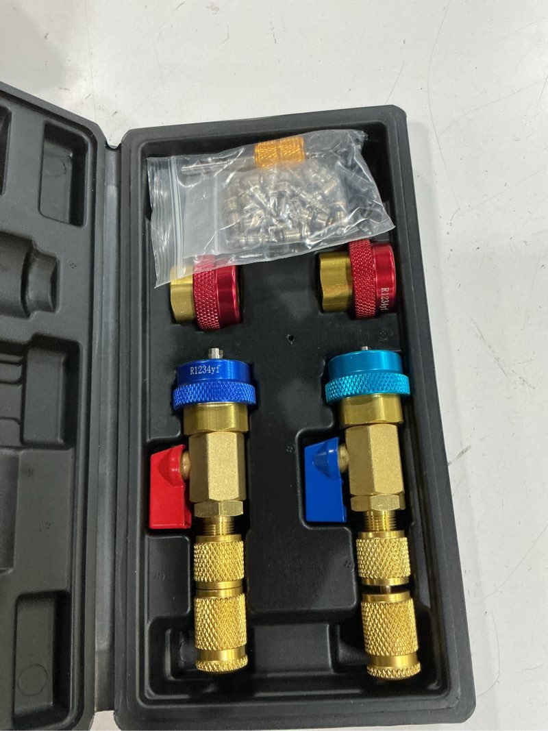 Condition photo showing Good Condition for r134a r1234yf r454b valve core tool, 59pc air conditioning valve core remover installer tool set, high low pressure ac valve core quick remover installer(ac r454b r22 r134a r1234yf) r1234yf & r134a