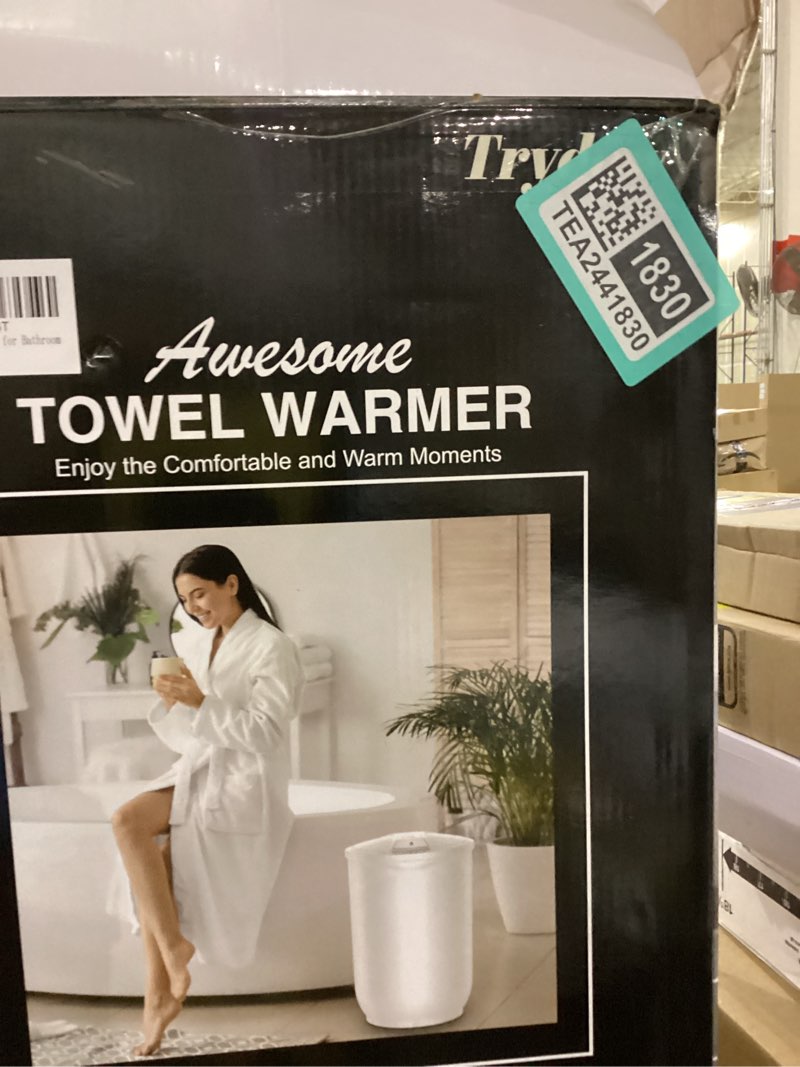 Condition photo showing New/Like New for Ultra Large Capacity Towel Warmer Bucket, Rapid Heating with Timer, One-Button Control, Safety Lock, Perfect for Home and Spa White