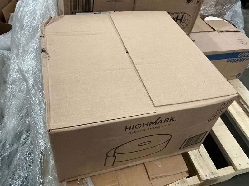 Condition photo showing As Is for highmark 2-ply jumbo toilet paper, 1000' per roll, pack of 12 rolls