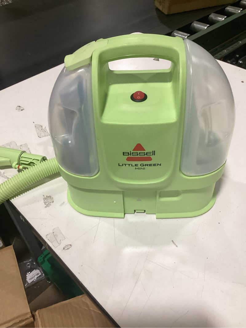 Condition photo showing Good Condition for bissell little green mini portable carpet and upholstery deep cleaner, car/auto detailer, with hydrorinse self-cleaning tool and 4" tough stain tool, tea green, 4075