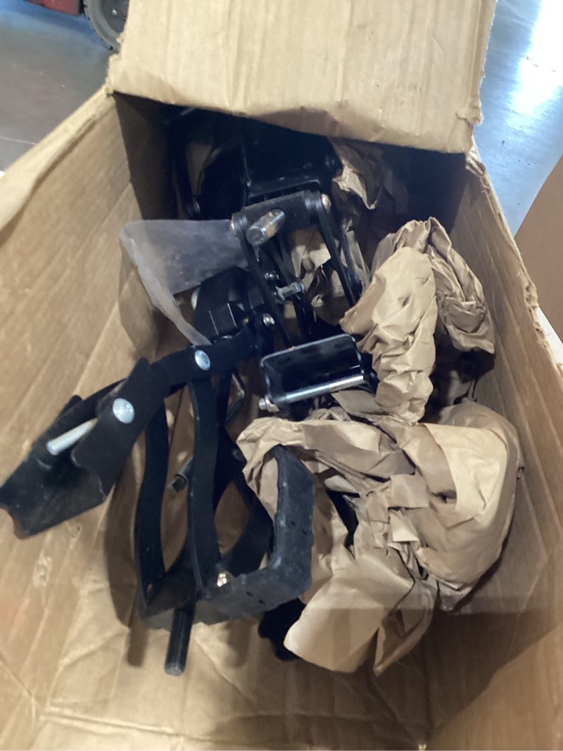 Condition photo showing As Is for x-shape wheel chocks stabilizer for rv, carper tir stabilizers dual axle | 4'-17\" rv tire stabilizers locked chacks for trave thilors, wheel scissor with wrench, allow drill adjust, black, 2 pcs.