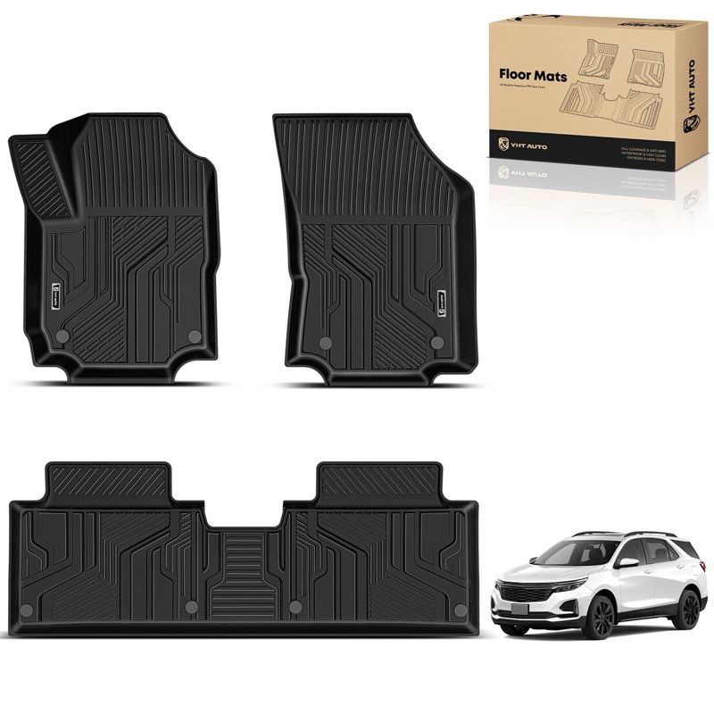 YHTAUTO Floor Mats Fit 2018-2024 Chevrolet Equinox, TPE All Weather Car Mats Waterproof Anti-Slip Odorless Floor Liner, Interior Car Accessories Front & 2nd Row Liner model FMOBM017B0-YC