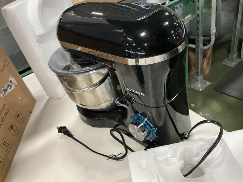 Condition photo showing As Is for Aucma Stand Mixer,6.5-QT 660W 6-Speed Tilt-Head Food Mixer, Kitchen Electric Mixer with Dough Hook, Wire Whip & Beater (6.5QT, Black) 6.5QT Black