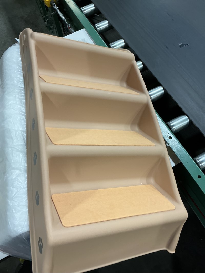 Condition photo showing Good Condition for pet stairs - home and vehicle foldable nonslip dog steps with 4-step design - for puppies, kittens, and other small pets by petmaker (tan)