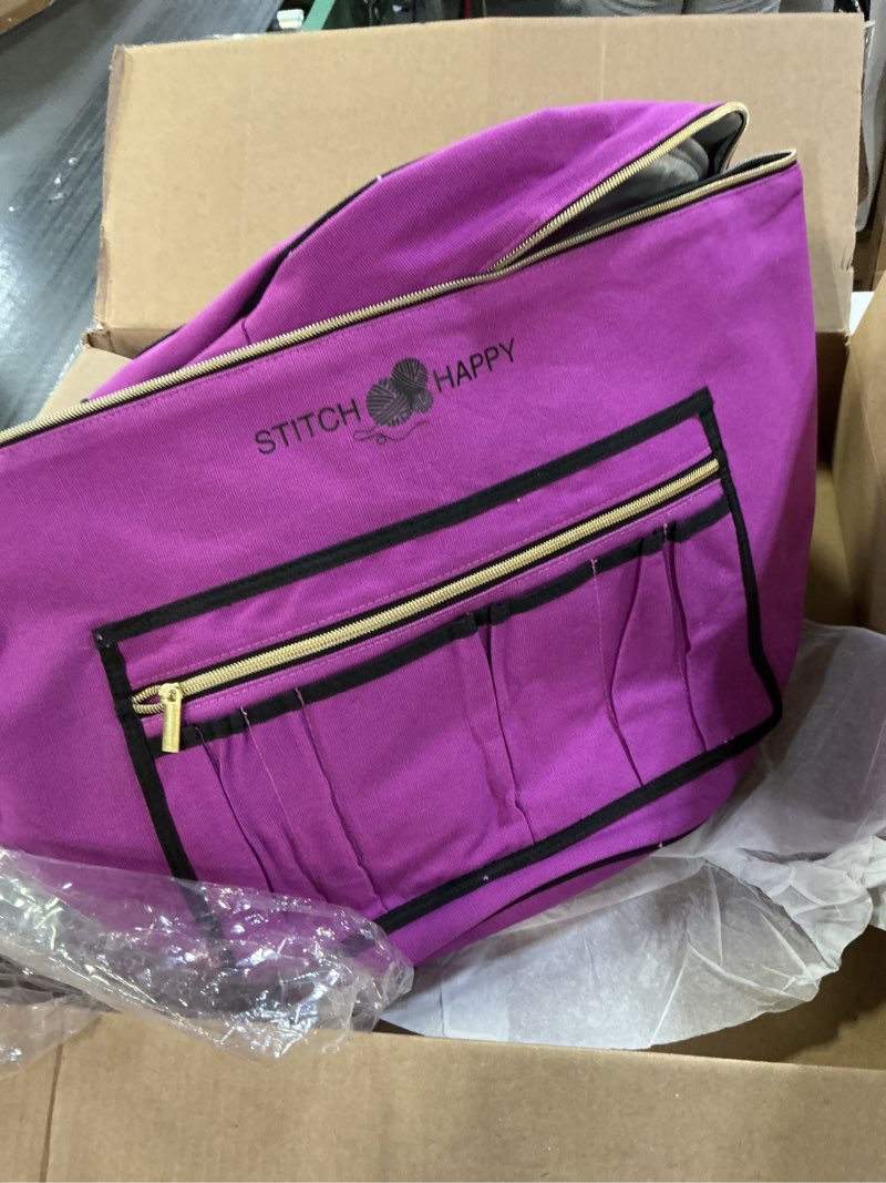 Condition photo showing Good Condition for Stitch Happy XL Knitting Bag (Lilac): 7 Pocket Yarn Bag, Crochet Bag, Yarn Storage, Crochet Storage