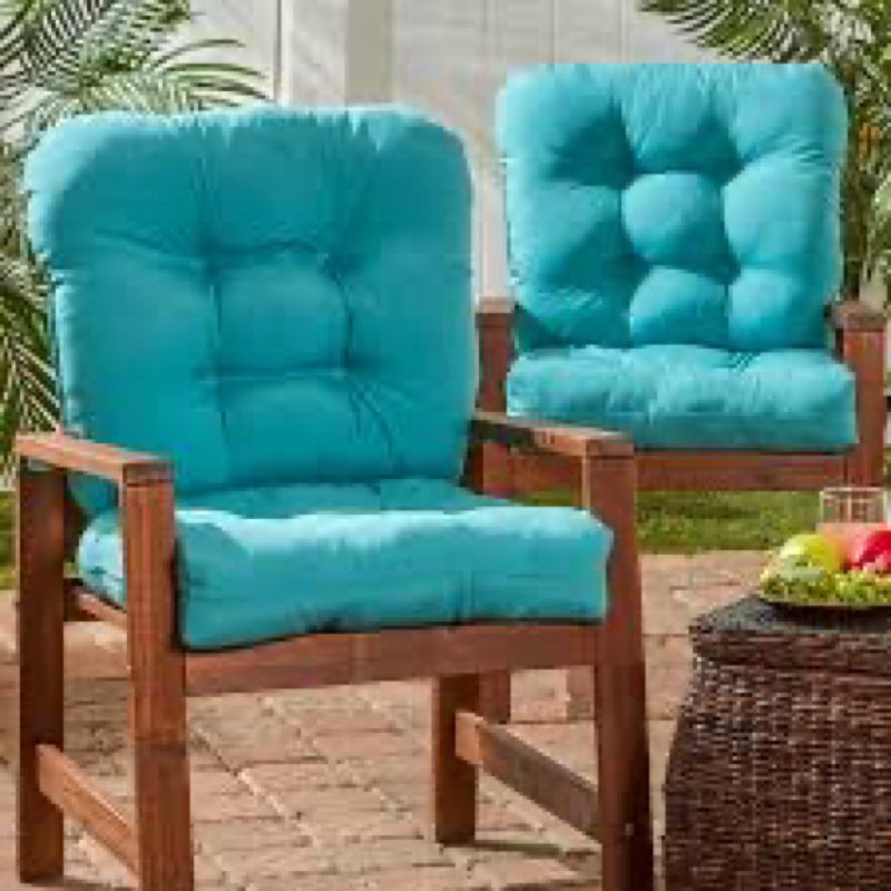 UUluhao Indoor Outdoor Wicker Seat Cushion Set Teal Blue Waterproof Tufted Patio Chair Cushion for W