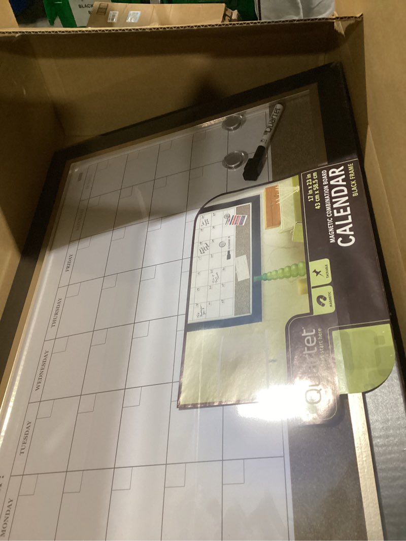 Condition photo showing Good Condition for Quartet Whiteboard Calendar & Corkboard, Magnetic, White Board & Cork Bulletin Board Combo, 17" x 23", Wood Finish Frame (22476) 1 Board