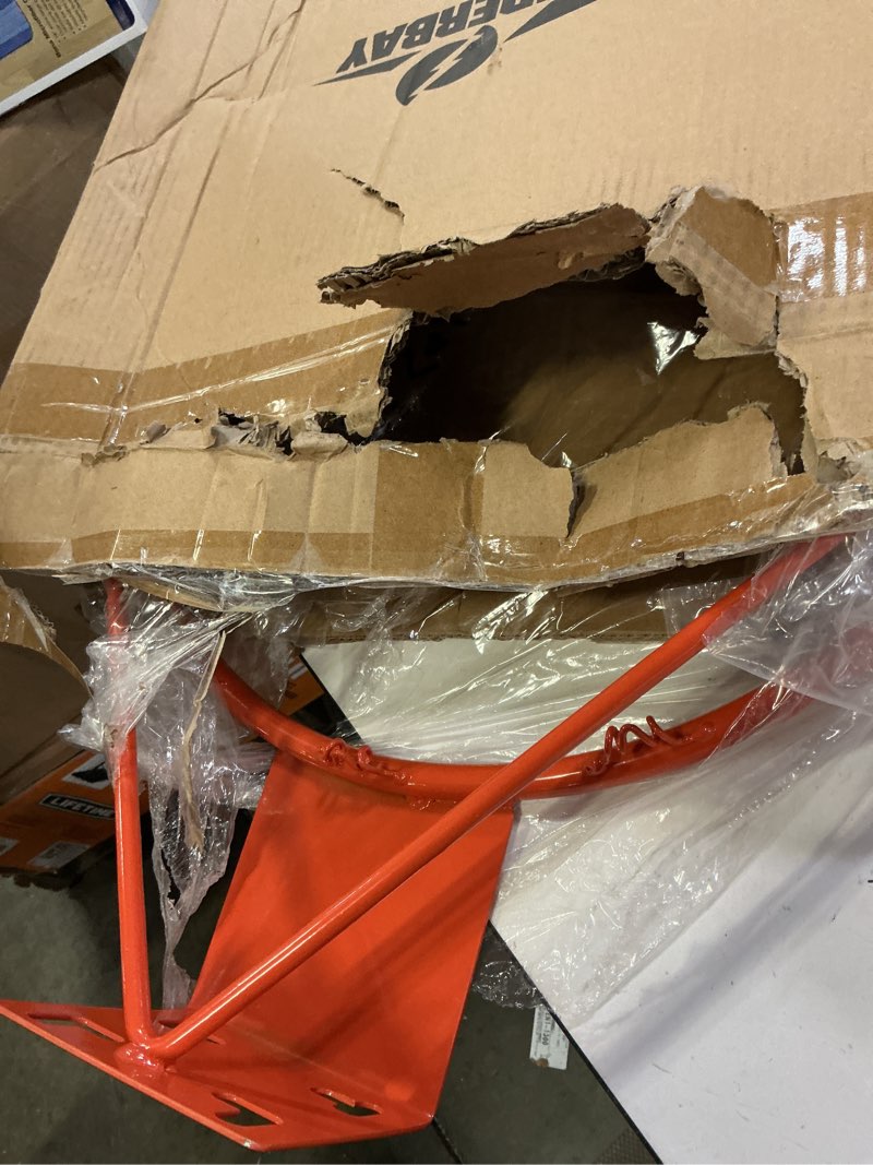 Condition photo showing Good Condition for basketball rim replacement, heavy duty breakaway rim and net, universal 18" professional double-spring solid steel backboard rims fits in-ground and wall-mounted basketball hoops indoor outdoor