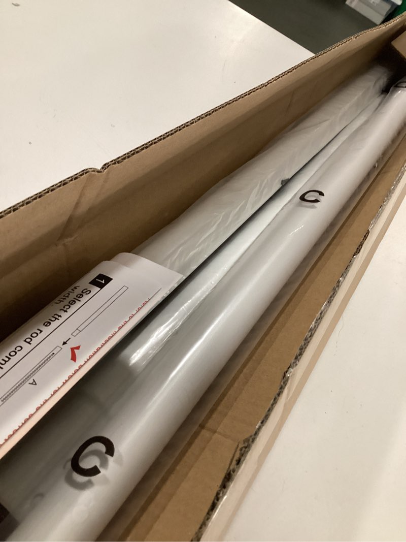 Condition photo showing New/Like New for ALLZONE Tension Curtain Rods for Windows 66 to 120 Inch, White Curtain Rods No Drilling, Heavy Duty Extra Long Tension Rod for curtains, Outdoor Curtains Rod for Patio, Bedroom White 66-120 Inches