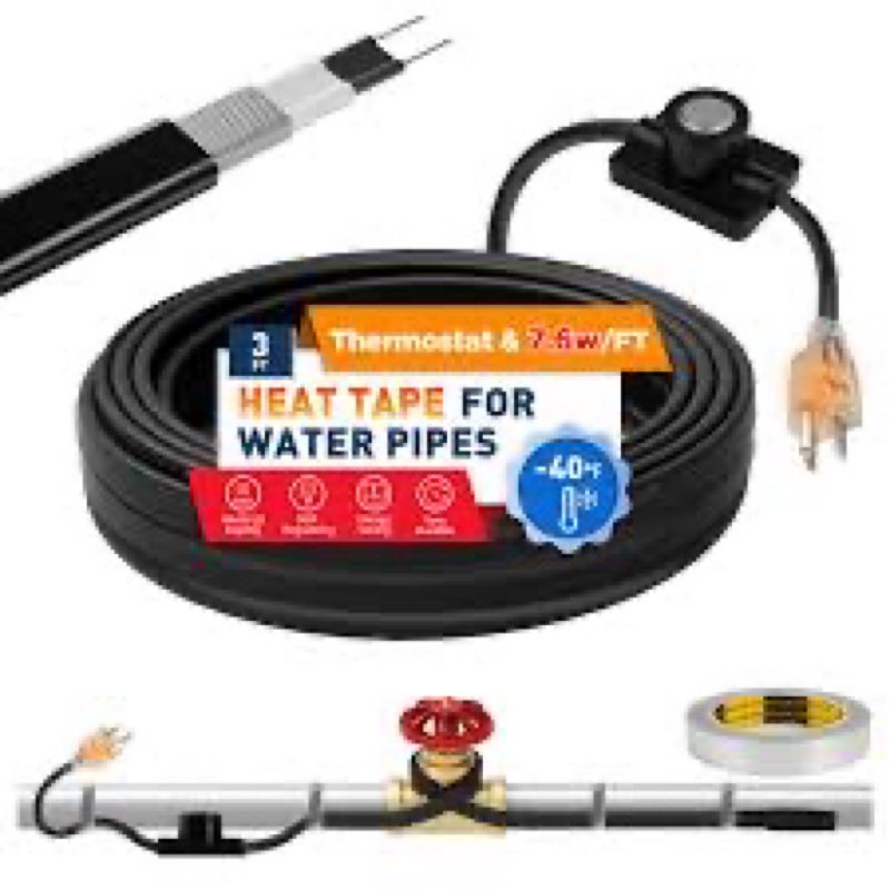 3~100ft heat tape for water pipes, ul & etl certified 80 ft self-regulating pipe heating cable with 