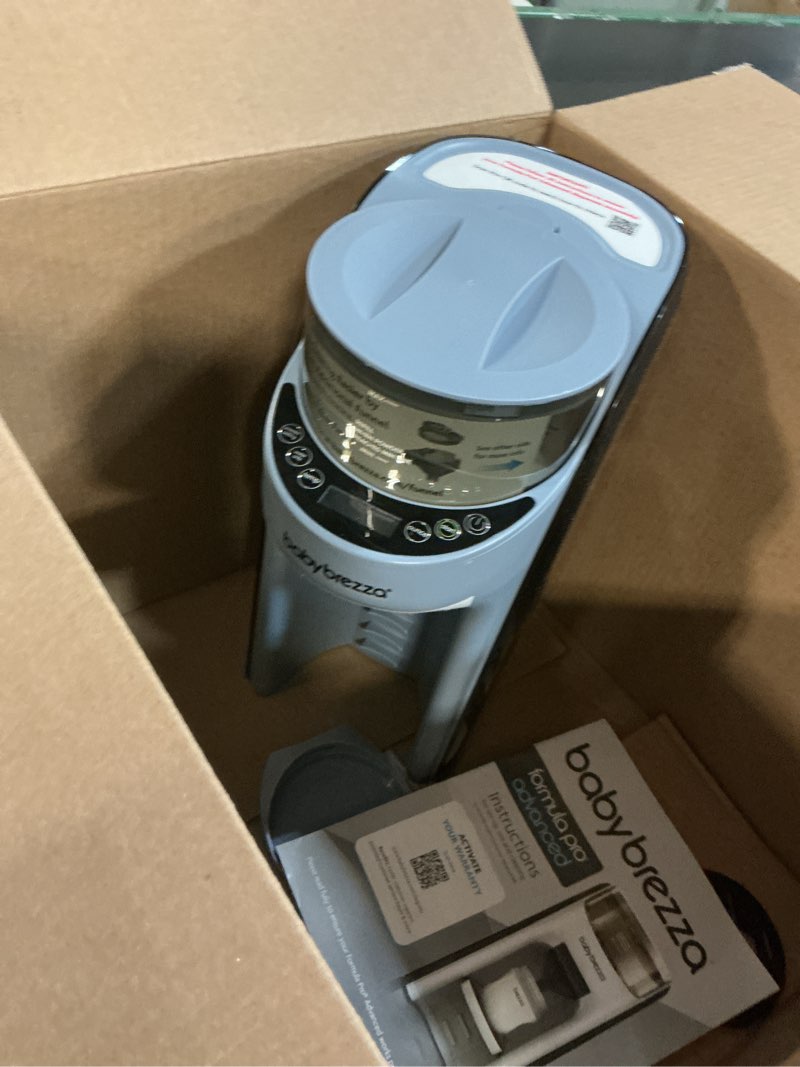 Condition photo showing As Is for baby brezza new and improved formula pro advanced formula dispenser machine - automatically mix a warm formula bottle instantly - easily make bottle with automatic powder blending, white