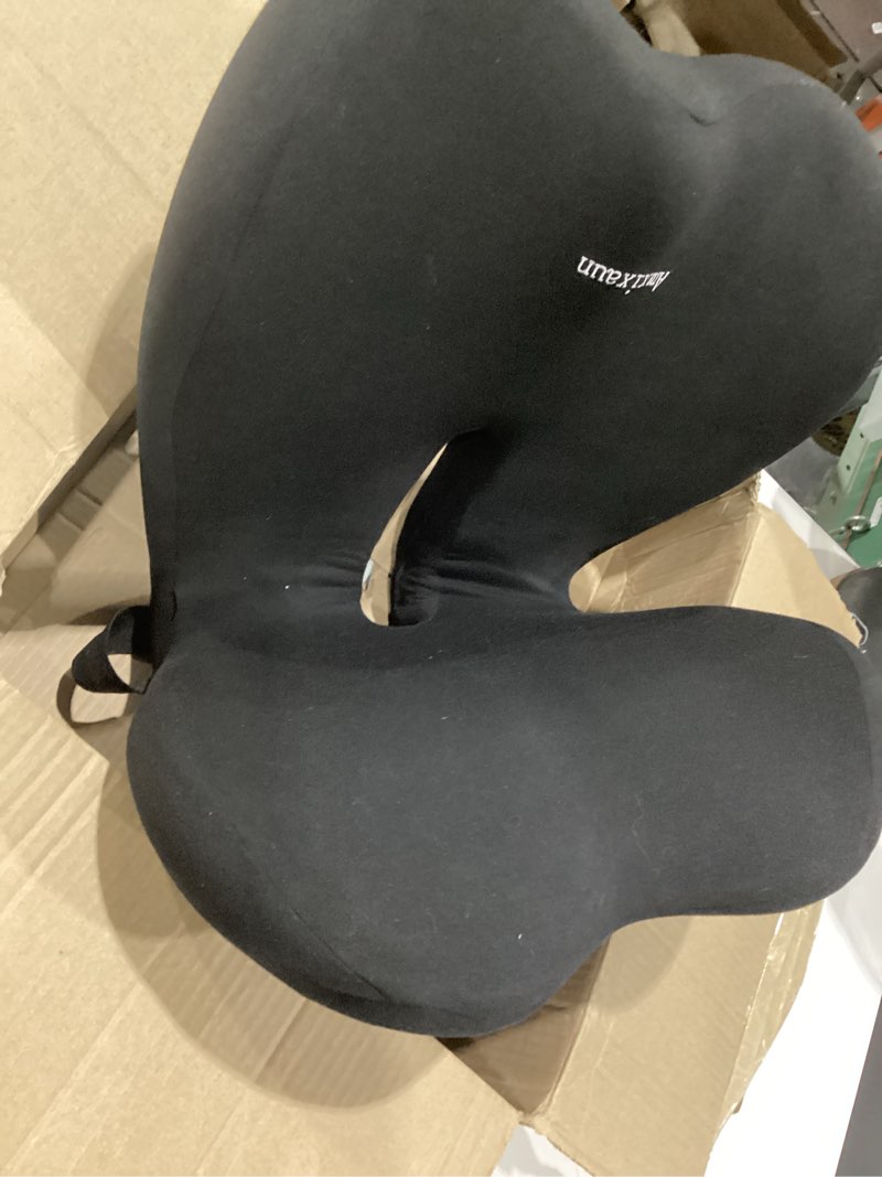 Condition photo showing Good Condition for lumbar support seat cushion - memory foam cushion for office chair, car seat, airplane - sciatica & hip & coccyx pain relief desk chair cushion for long sitting office workers, car drivers black