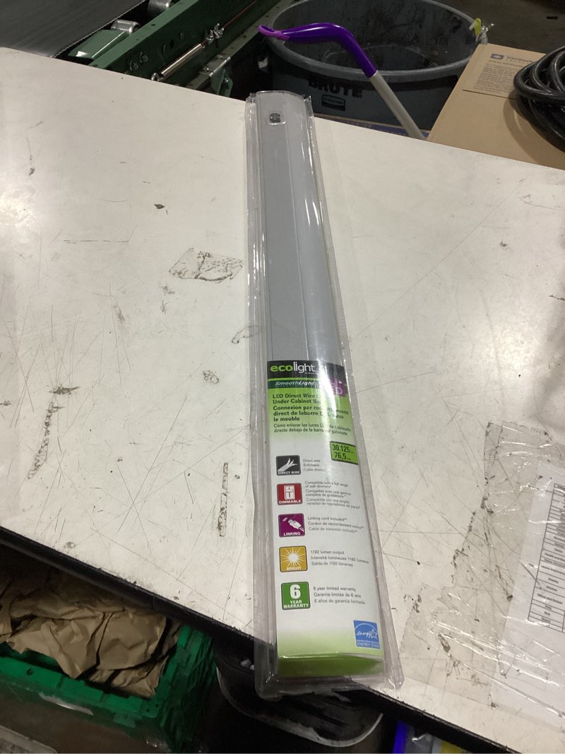 Condition photo showing New/Like New for ecolight 30-inch led direct wire under cabinet light bar, silver gloss metallic