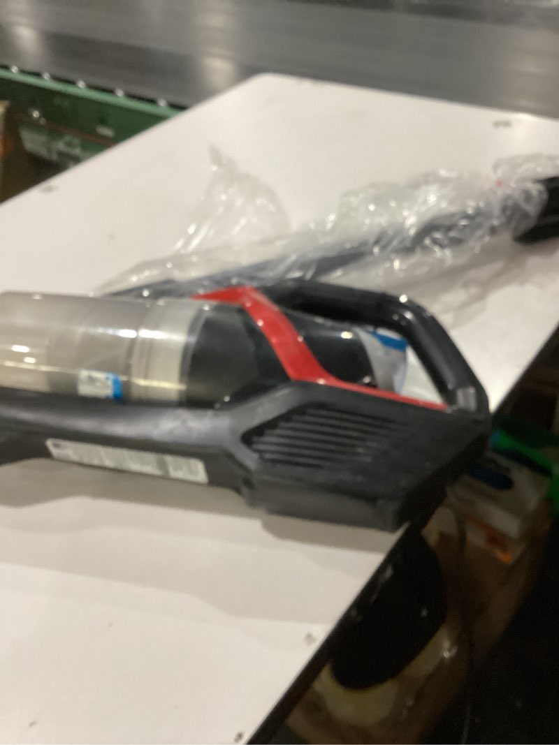 Condition photo showing As Is for NOT TESTED Bissell CleanView Pet Slim Corded 3-in-1 Stick Vacuum with Dusting and Crevice Tools Black & Red