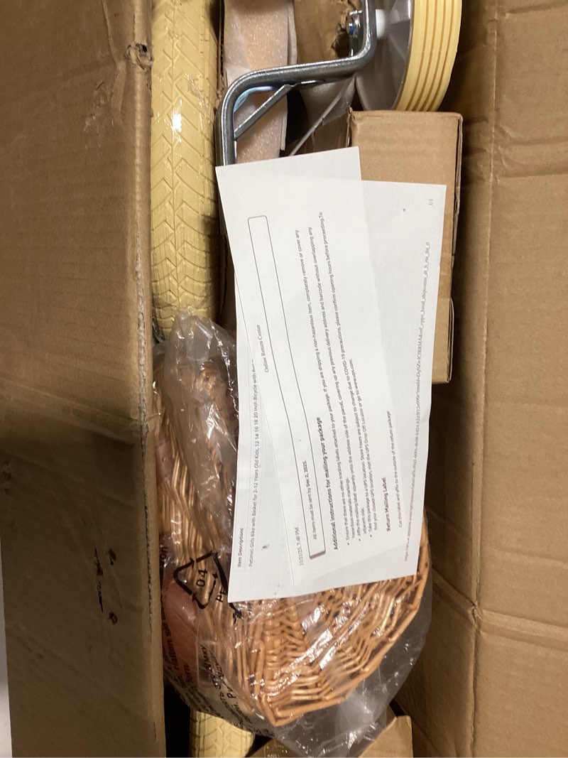 Condition photo showing As Is for Petimini Girls Bike with Basket for 2-12 Years Old Kids, 12 14 16 18 20 Inch Bicycle with Bell Training Wheels Basket, Multiple Colors Blue 12 Inch With Training Wheels