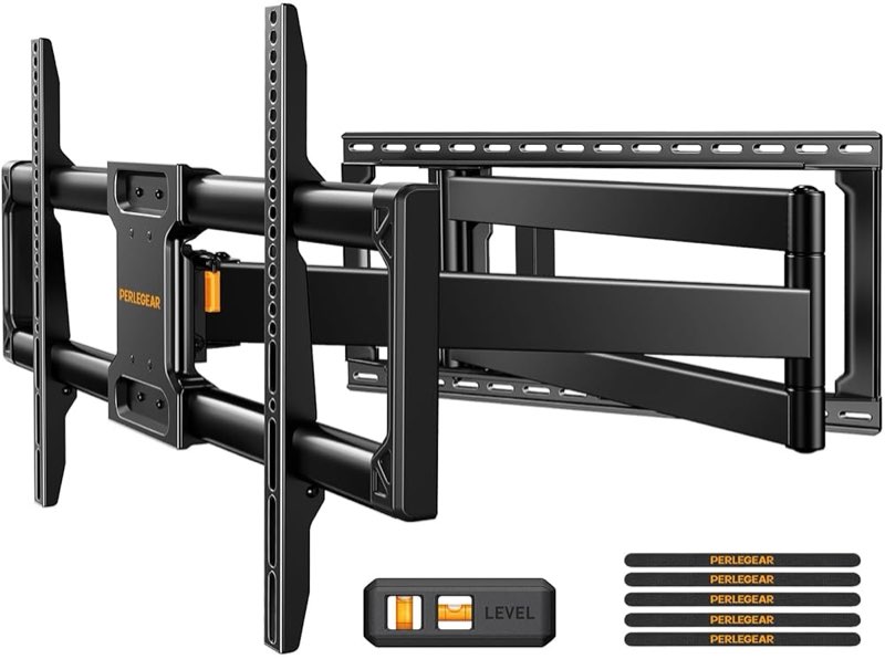 perlegear long arm full motion tv wall mount for 42–90 inch tvs up to 150 lbs, 40? long extension, p