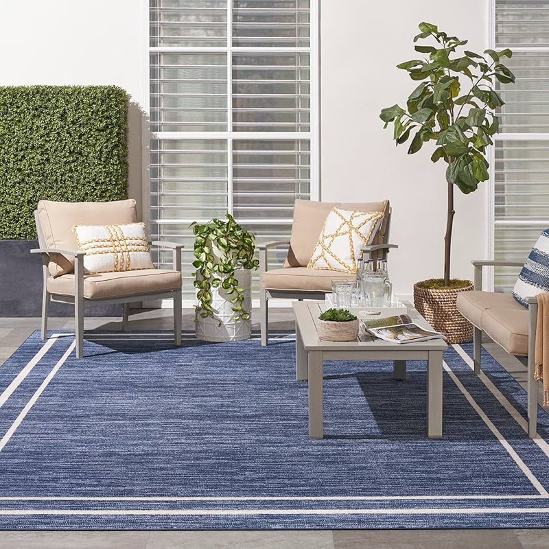 Nourison on home blue and white outdoor area rug(size unknown)