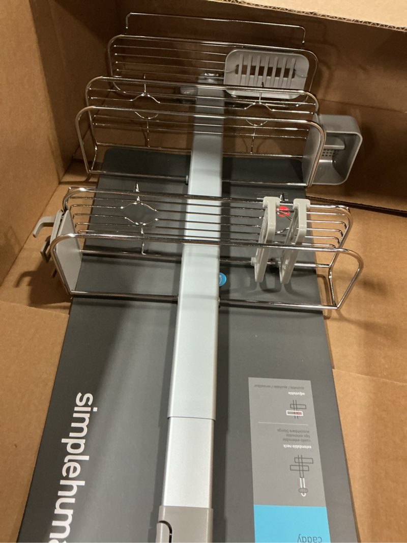 Condition photo showing New/Like New for odesign 2 tier stainless steel anodized aluminum,height-adjustable rustproof shower caddy hanging anti-swing-over the shower head caddy-bathroom showe r storage organizer with soap box holder- sliver light sliver 2 tier