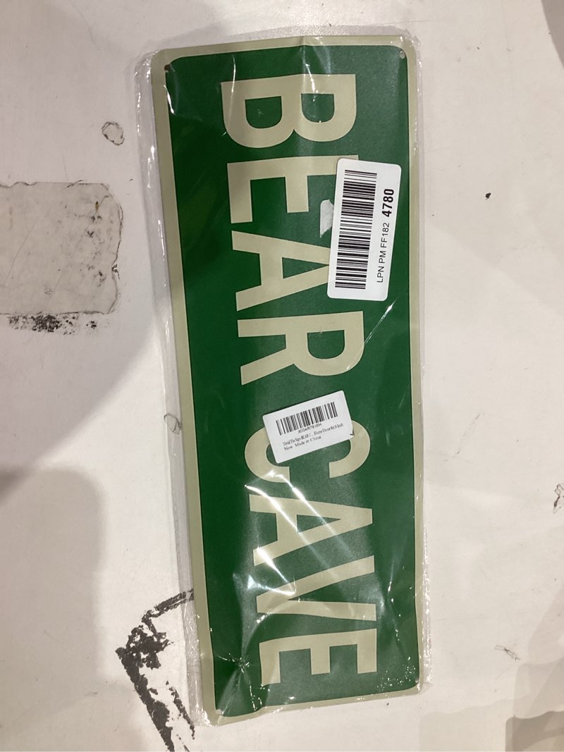 Condition photo showing New/Like New for Metal Tin Sign BEAR CAVE Funny Vintage Sign Retro Metal Signs for Bedroom Kitchen Garden Wall Bar Club Coffee Home Decor 6x16 Inch BEAR CAVE 6x16inch