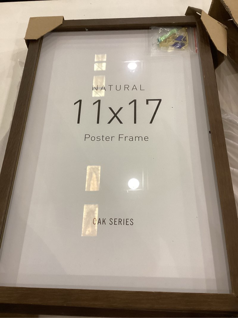 Yaetm 11x17 Picture Frame with Tempered Glass - Brown Walnut, Solid Wood 11x17 Poster Frame for Pict