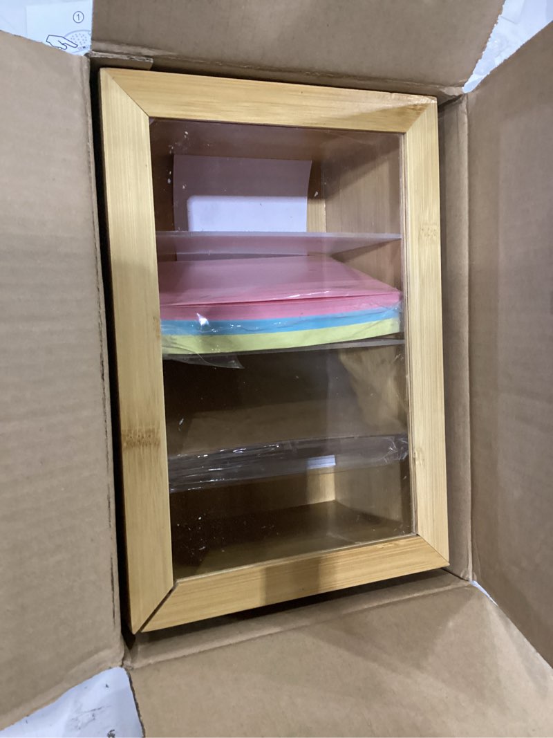 Condition photo showing As Is for 4x6 Index Card Holder with Dividers Bamboo Index Card Organizer Box 4 Compartments Flash Cards Holder with Lid 150 Index Flash Cards 25 Index Cards Dividers 2 Letter Smile Stickers for Office Business 4 x 6 Inches