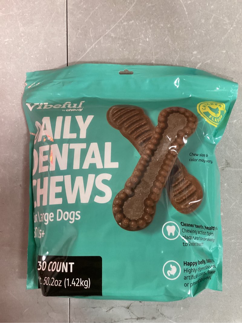 Condition photo showing New/Like New for Vibeful Small Daily Dental Chews for Dogs, Cinnamon Flavor, 30 count