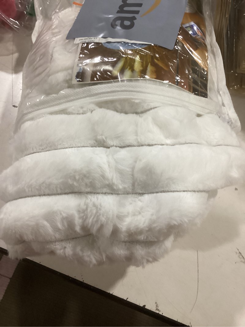 Condition photo showing Good Condition for Unstuffed Pouf Ottoman Cover Soft Storage Extra Seat Farmhouse Comfortable Bohemian Poufs Accent Footrest 20x20x8 Inches for Living Room Bedroom Study Nook (Beige B, Square) Beige B Square